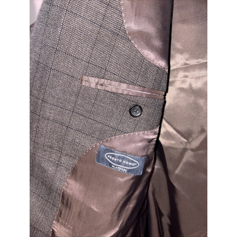 Pronto Uomo Men's 44S Executive Fit‎ Wool Blend Brown/Black Platinum Fast Ship! - Picture 2 of 3